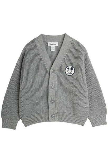 Mini Rodini ritzratz patch knitted cardigan grey melange