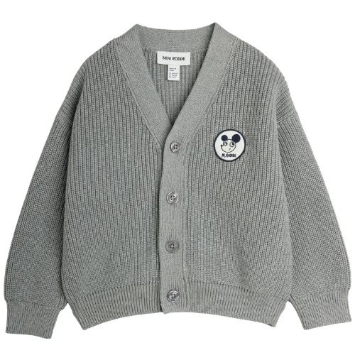 Mini Rodini ritzratz patch knitted cardigan grey melange-1