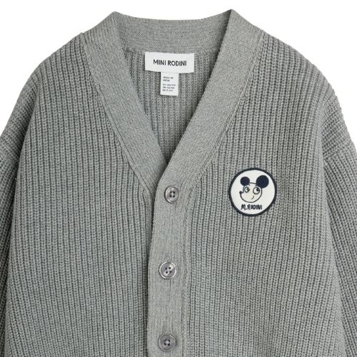 Mini Rodini ritzratz patch knitted cardigan grey melange-2