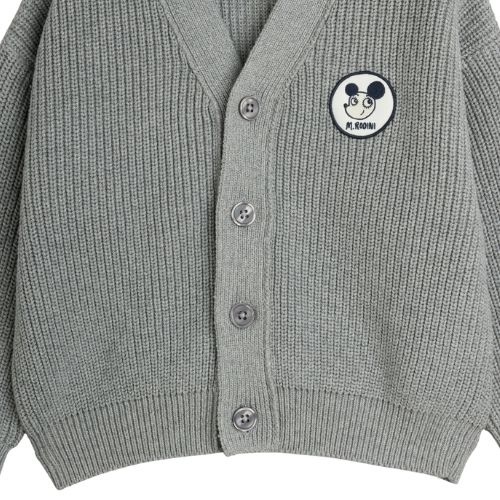 Mini Rodini ritzratz patch knitted cardigan grey melange-3