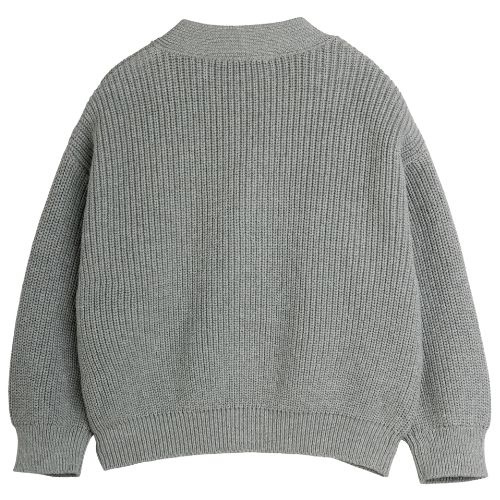 Mini Rodini ritzratz patch knitted cardigan grey melange-4