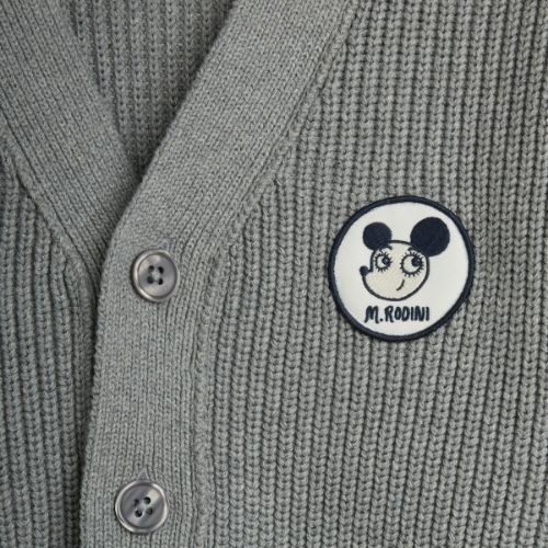 Mini Rodini ritzratz patch knitted cardigan grey melange-5