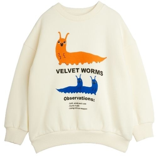 Mini Rodini velvet worms observations sp sweatshirt off-white-1