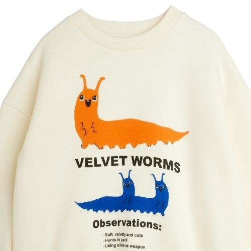 Mini Rodini velvet worms observations sp sweatshirt off-white-3