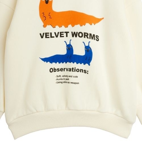 Mini Rodini velvet worms observations sp sweatshirt off-white-4