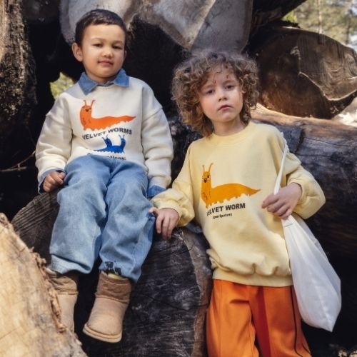 Mini Rodini velvet worms observations sp sweatshirt off-white-2
