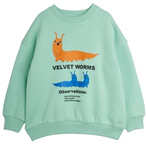 Mini Rodini velvet worms observations sp sweatshirt green-1