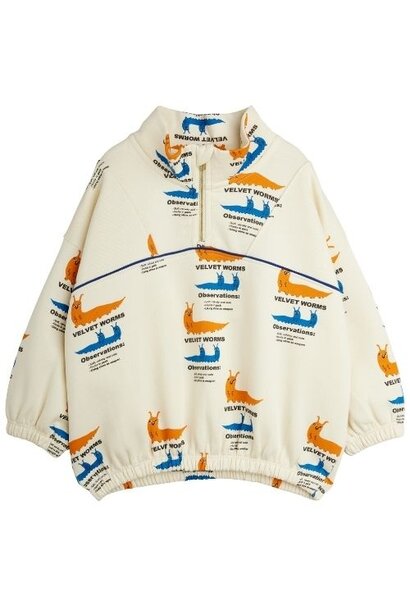 Mini Rodini velvet worms aop half zip sweatshirt multi