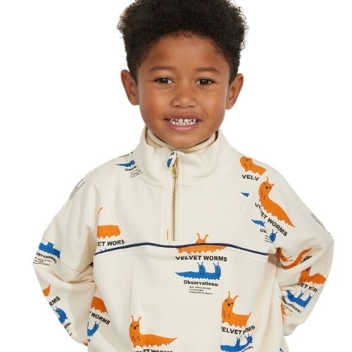 Mini Rodini velvet worms aop half zip sweatshirt multi-2