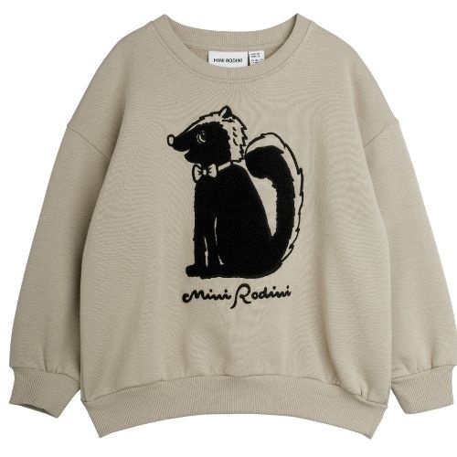 Mini Rodini skunk chenille sweatshirt grey-1