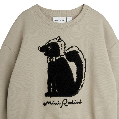 Mini Rodini skunk chenille sweatshirt grey-4