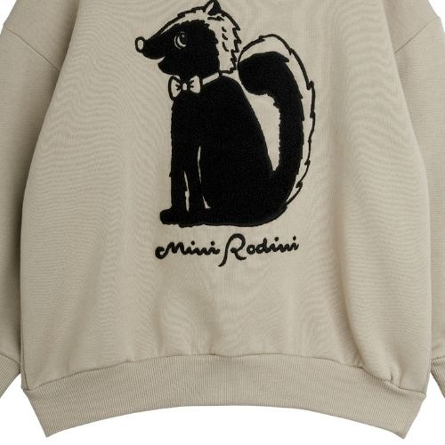Mini Rodini skunk chenille sweatshirt grey-5
