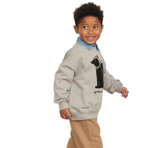 Mini Rodini skunk chenille sweatshirt grey-3