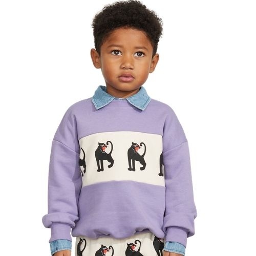 Mini Rodini panther panel sweatshirt purple-2