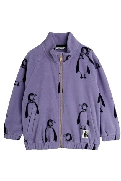 Mini Rodini penguin aop fleece jacket purple