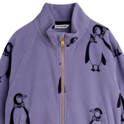 Mini Rodini penguin aop fleece jacket purple-4