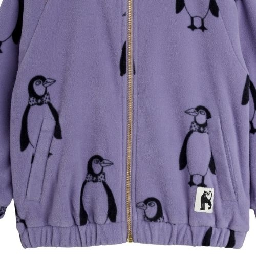 Mini Rodini penguin aop fleece jacket purple-5