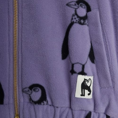 Mini Rodini penguin aop fleece jacket purple-7
