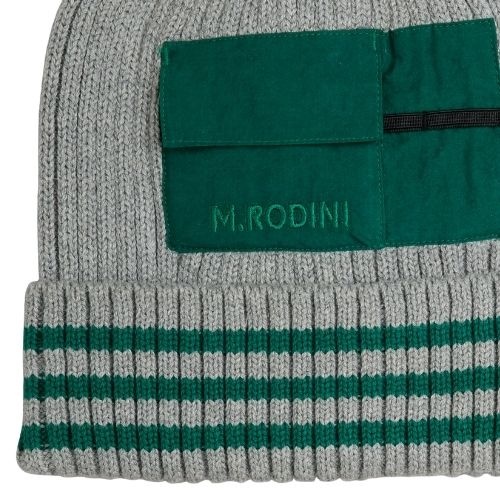Mini Rodini knitted rib fold up hat w pocket grey melange-4