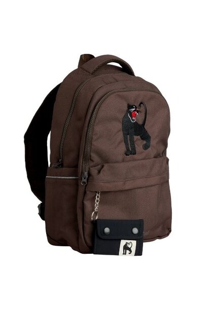 Mini Rodini panther emb school backpack brown