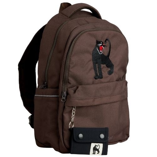 Mini Rodini panther emb school backpack brown-1