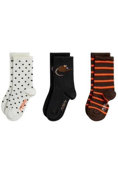 Mini Rodini elephant shrew 3-pack socks multi
