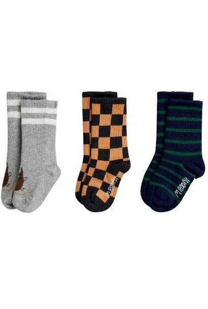 Mini Rodini chess check 3-pack socks multi