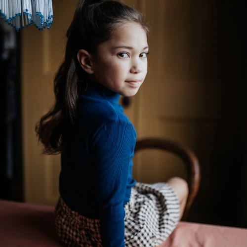 Petit Blush rib turtle neck navy blue-3