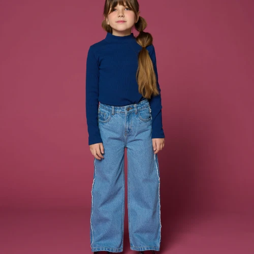 Petit Blush rib turtle neck navy blue-4