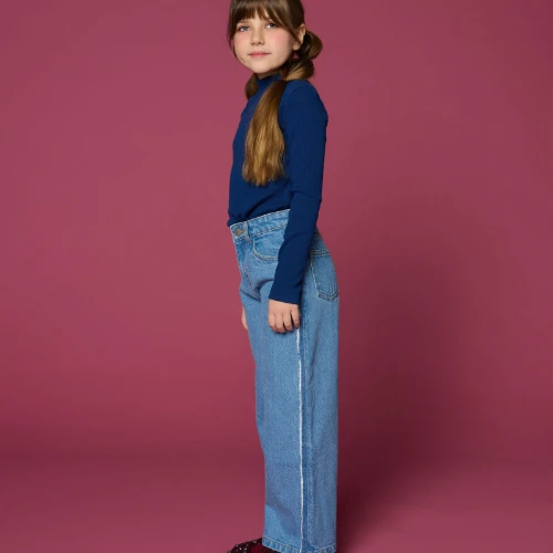 Petit Blush rib turtle neck navy blue-7