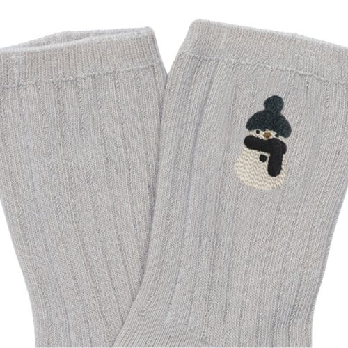 Donsje Amsterdam lala socks snowman soft grey-3
