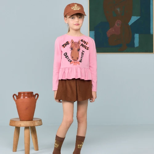 The Animals Observatory scamper kid long sleeve t-shirt pink-2