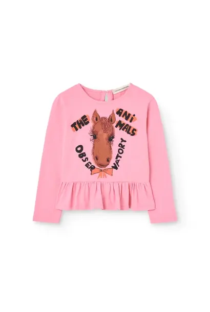 The Animals Observatory scamper kid long sleeve t-shirt pink