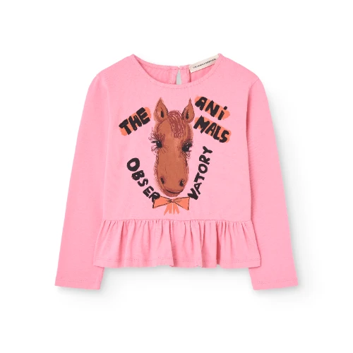 The Animals Observatory scamper kid long sleeve t-shirt pink-1