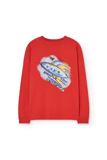 The Animals Observatory dog kid long sleeve t-shirt red