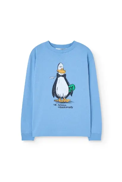 The Animals Observatory dog kid long sleeve t-shirt dusty blue