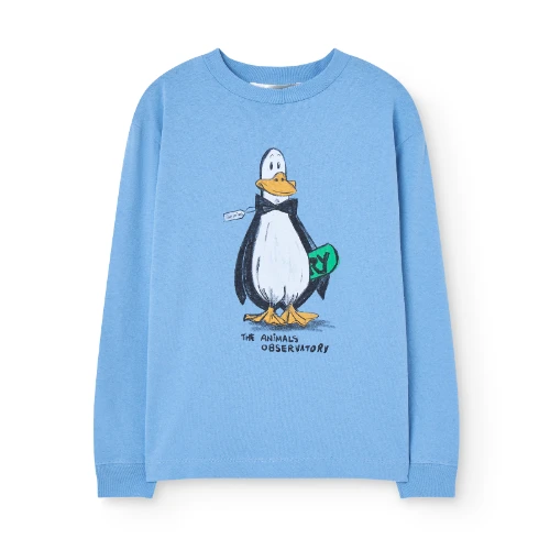 The Animals Observatory dog kid long sleeve t-shirt dusty blue-1