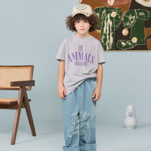 The Animals Observatory pupfish kid t-shirt medium grey heather-2