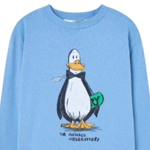 The Animals Observatory dog kid long sleeve t-shirt dusty blue-2