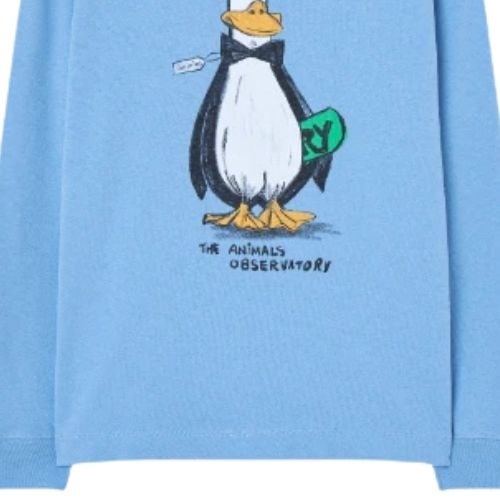 The Animals Observatory dog kid long sleeve t-shirt dusty blue-3