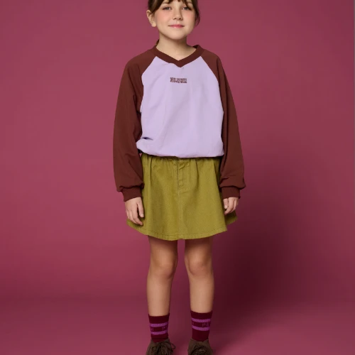 Petit Blush v-neck sweater color block-6