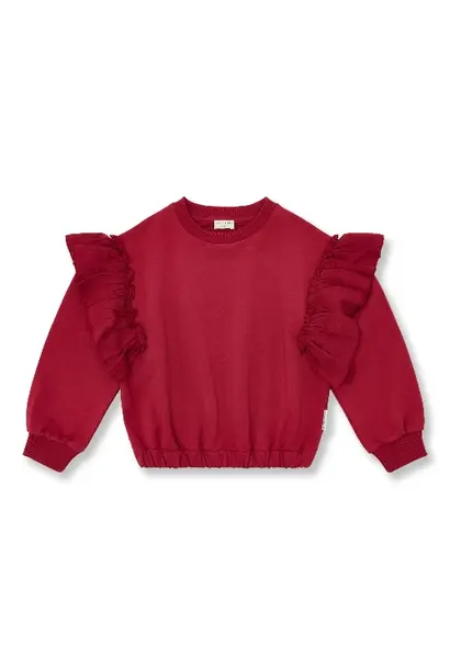 Petit Blush sweater ruffles garnet