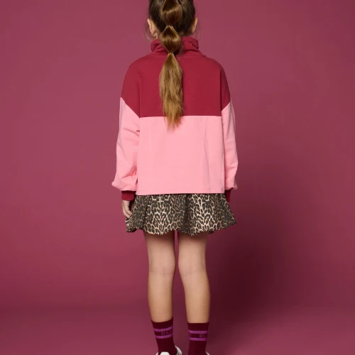 Petit Blush zipper sweater blush color block-6