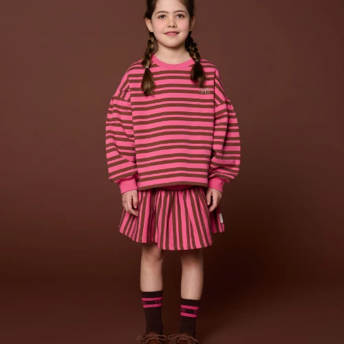 Petit Blush easy sweater stripe stripe pink brown-8