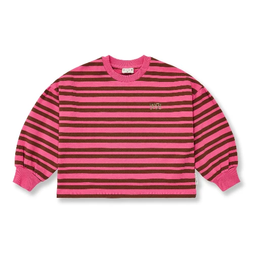 Petit Blush easy sweater stripe stripe pink brown-1