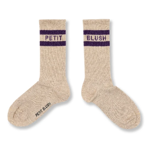 Petit Blush sport socks beige purple-1