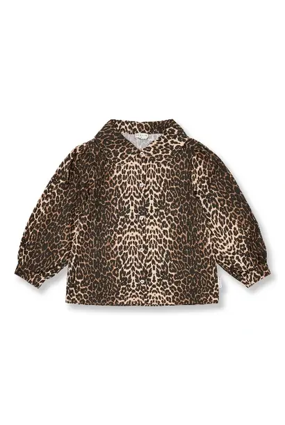 Petit Blush collar blouse leopard aop