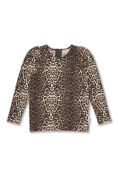 Petit Blush puff sleeve top leopard aop