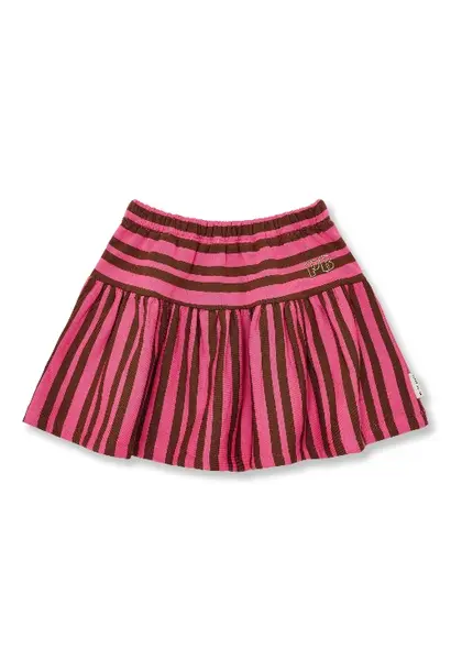 Petit Blush mini ruffle skirt stripe pink brown