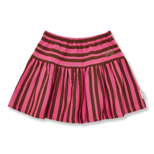 Petit Blush mini ruffle skirt stripe pink brown-1